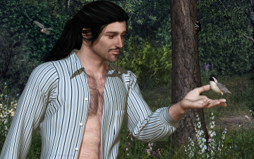 Картинка 3д графика people люди мужчина птицы