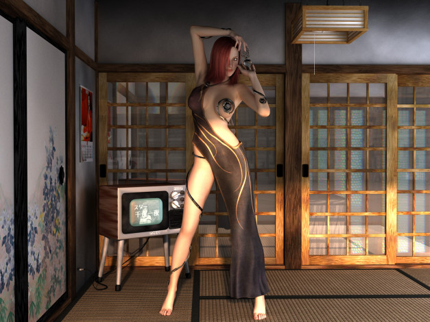 Обои картинки фото 3д, графика, people, люди, девушка, комната