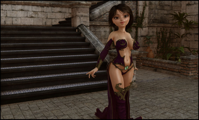 Обои картинки фото 3д, графика, people, люди, девушка, лесница