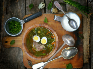 Картинка еда первые+блюда суп яйца ложка