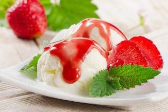 Картинка еда мороженое +десерты мята клубника