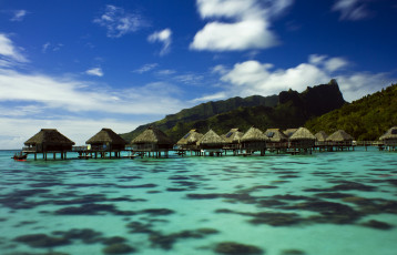 Картинка moorea+lagoon природа тропики бунгало лагуна океан