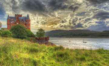 Картинка kilbowie+lodge +gallanach+road +oban +scotland города -+пейзажи холмы река луг