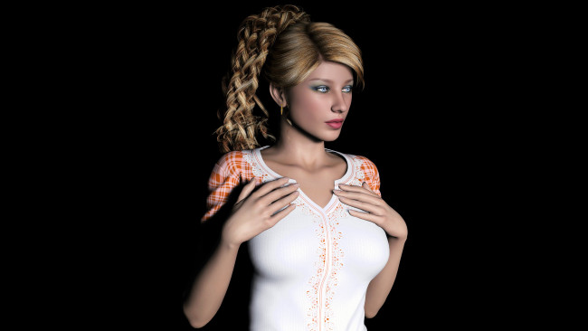 Обои картинки фото 3д графика, people , люди, взгляд, девушка, фон