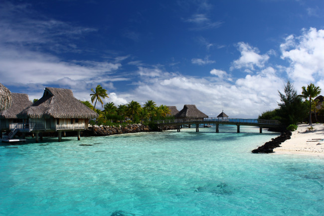Обои картинки фото bora bora lagoon, природа, тропики, бунгало, океан, лагуна