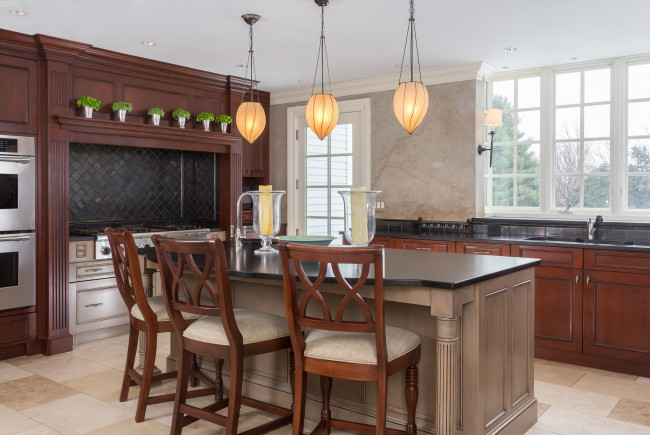 Обои картинки фото интерьер, кухня, стулья, стол