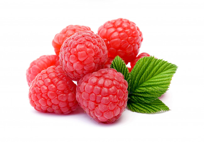 Обои картинки фото еда, малина, ягода, листья