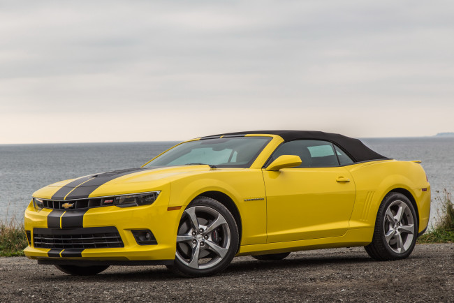 Обои картинки фото автомобили, camaro, жнлтый, convertible, ss, chevrolet, 2014г