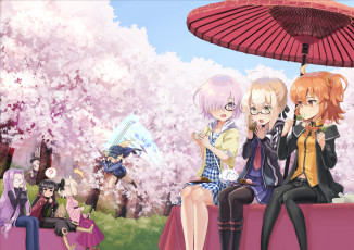 Картинка аниме fate stay+night девушки фон взгляд