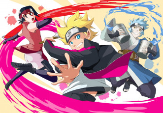 Картинка аниме naruto uzumaki boruto uchiha sarada mitsuki