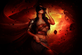 Картинка фэнтези девушки фон меч девушка