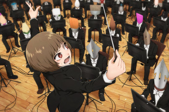 Картинка аниме музыка девушка фон взгляд