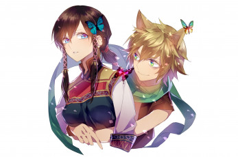 Картинка аниме животные +существа двое