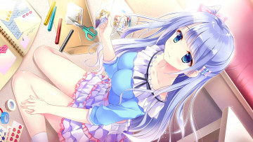 Картинка аниме koi+suru+kimochi+no+kasanekata фон взгляд девушка