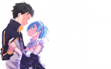 Картинка аниме re +zero+kara+hajimeru+isekai+seikatsu девушка взгляд фон парень