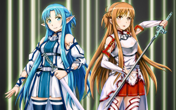Картинка аниме sword+art+online девушки фон взгляд