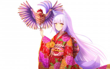 Картинка аниме животные +существа фон взгляд девушка