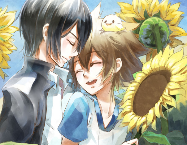 Обои картинки фото аниме, katekyo hitman reborn, савада, стунаёши, хибари, кёя