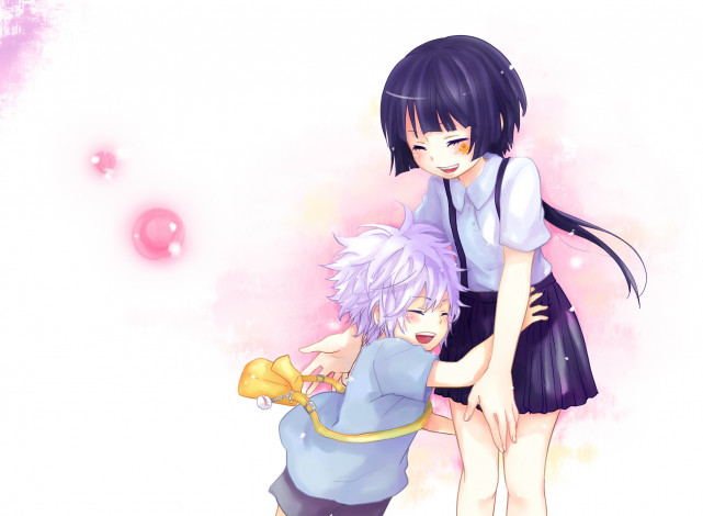 Обои картинки фото аниме, katekyo hitman reborn, бьякуран, небо, дети