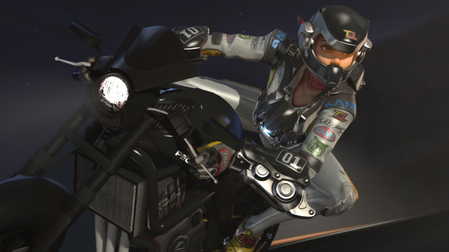 Обои картинки фото видео игры, overwatch, фон, взгляд, девушка