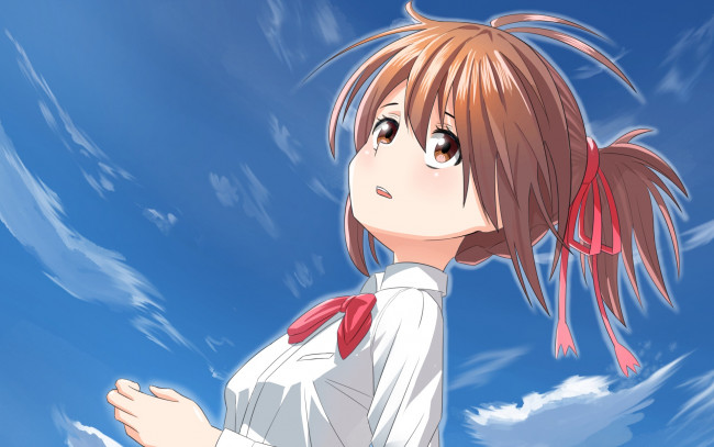 Обои картинки фото аниме, kimi no na wa, девушка, взгляд, фон