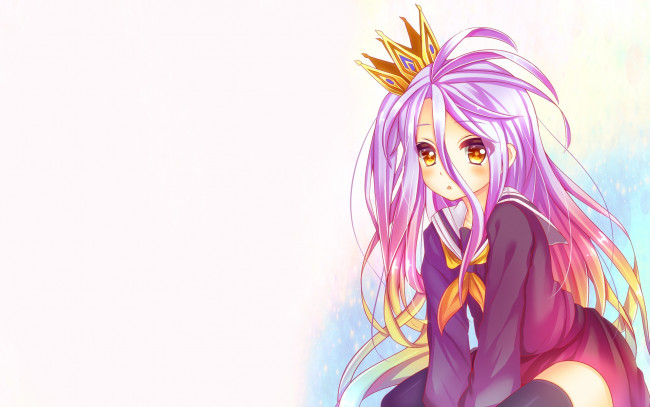 Обои картинки фото аниме, no game no life, девушка, взгляд, фон