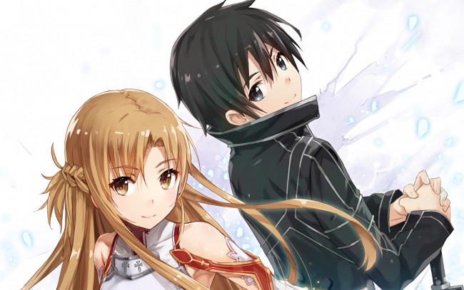Обои картинки фото аниме, sword art online, девушка, взгляд, фон