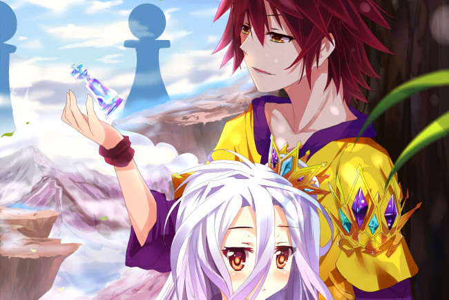 Обои картинки фото аниме, no game no life, фон, взгляд, девушка