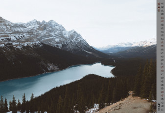 Картинка календари природа деревья скала водоем