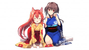 Картинка аниме животные +существа фон девушка взгляд