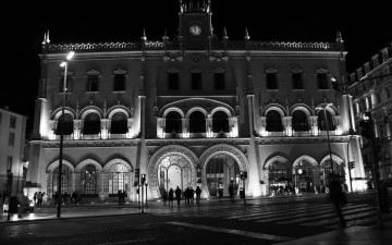 Картинка города лиссабон+ португалия площадь огни ночь