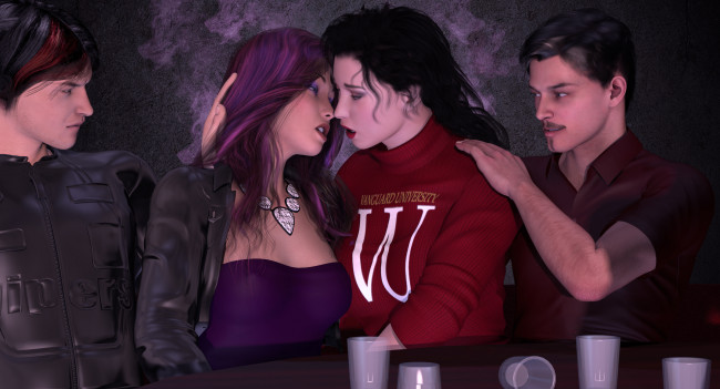 Обои картинки фото 3д графика, люди , people, девушки, взгляд, фон