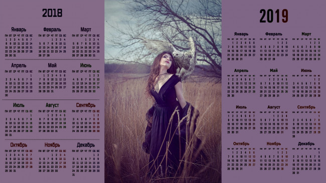 Обои картинки фото календари, девушки, птица