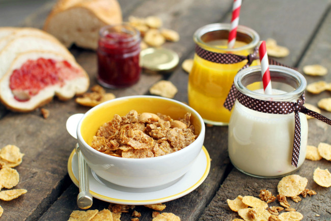 Обои картинки фото еда, мюсли,  хлопья, варенье, хлопья