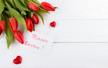 Картинка праздничные пасха сердечко тюльпаны праздник открытка