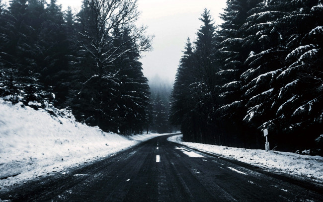 Обои картинки фото природа, дороги, снег, зима, шоссе