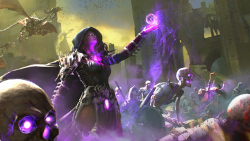 Картинка фэнтези нежить девушка фон униформа скелет магия