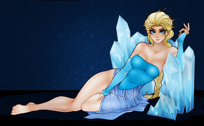 Обои картинки фото рисованное, комиксы, девушка, фон, взгляд, платье, кристалл