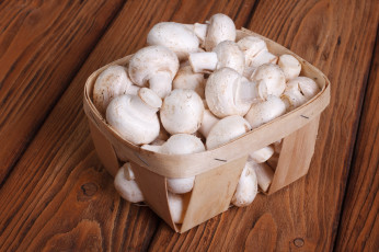 Картинка еда грибы +грибные+блюда корзинка шампиньоны свежие