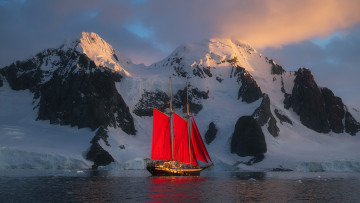 обоя корабли, парусники, антарктика