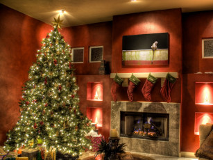 Картинка праздничные новогодний очаг