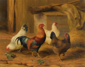 Картинка рисованные edgar hunt куры