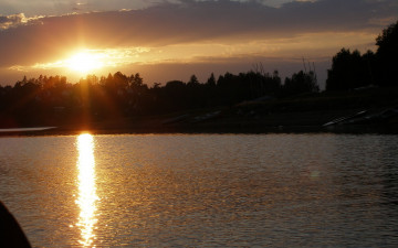 Картинка природа восходы закаты река вечер закат