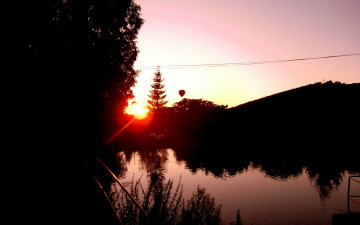 Картинка природа восходы закаты река закат