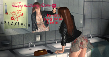 Картинка 3д+графика people+ люди зеркало девушка надпись