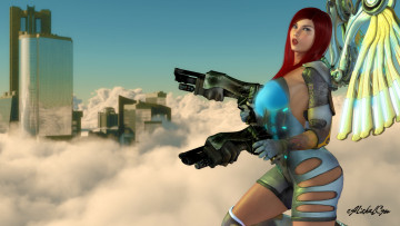 Картинка 3д+графика fantasy+ фантазия оружие девушка