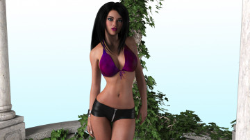 Картинка 3д+графика people+ люди девушка купальник взгляд