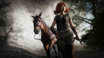 Картинка 3д+графика people+ люди лошаль девушка взгляд