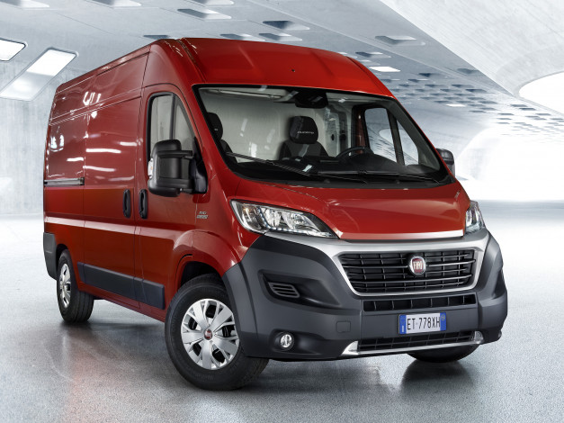 Обои картинки фото автомобили, fiat, красный, 2014г, l3h2, van, ducato