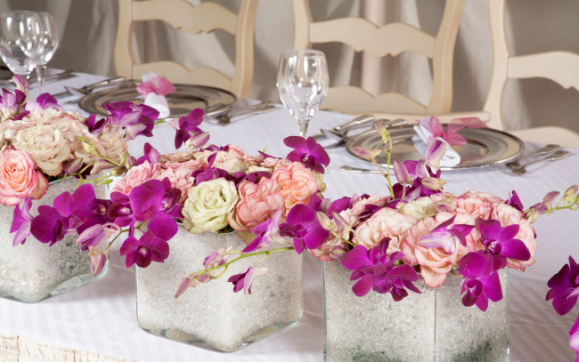 Обои картинки фото цветы, букеты,  композиции, эустома, орхидеи